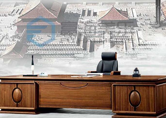 辦公桌圖片大全三：實木